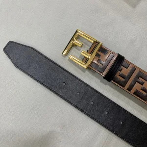 Luxury Mens Belts Fendi FF Embossed Leather Belt in Brown 38MM A175PP240 AA169015