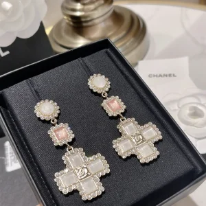 Chanel Earrings Chanel Crystals Cross Earrings 