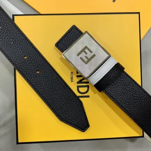 Luxury Womens Belts Fendi Square FF Buckle Calf Leather Belt 40MM A175PP240 AA170337