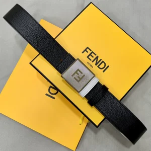 Luxury Womens Belts Fendi Square FF Buckle Calf Leather Belt 40MM A175PP240 AA170337