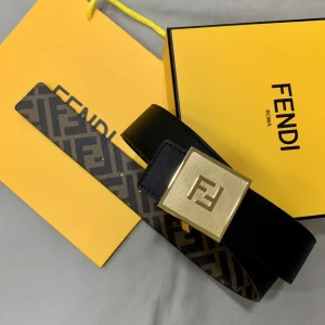 Luxury Womens Belts Fendi Square FF Buckle Calf Leather Belt 40MM A175PP240 AA170338