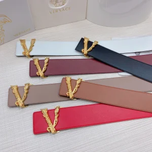 Luxury Womens Belts Versace Virtus Waist Calf Leather Belt 70MM A175PP340 AA170335