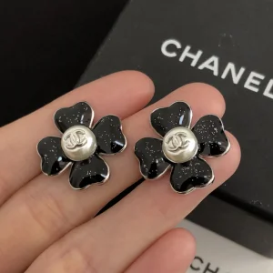 Chanel Earrings Chanel Black Flower Earrings 