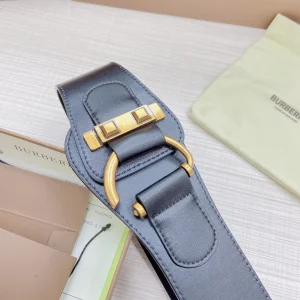 Luxury Womens Belts Burberry Leather Belt in Black 50MM A175PP340 AA172005