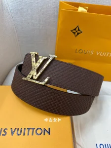 Luxury Mens Belts Lous Vuitton Damier Brown Leather Belt 40MM A175PP240 AA174031