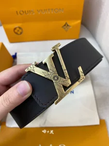 Lous Vuitton LV Black Leather Belt 40MM 