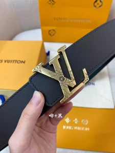 Luxury Mens Belts Lous Vuitton LV Black Leather Belt 40MM A175PP240 AA174034