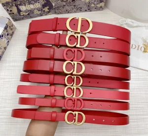 Luxury Womens Belts Dior 2022 Red Leather Belt A175PP240 AA174042