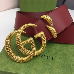 Replica Womens Belts Gucci Double G Buckle Leather Belt in Red 50MM A175PP240 AA175180
