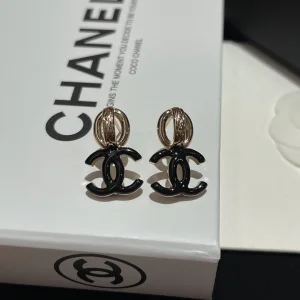 Chanel Earrings Chanel Black CC Logo Earrings 