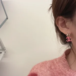 Replica Womens Jewelry Chanel Earring Chanel Pink CC Logo Earrings A152PP100 AA175160