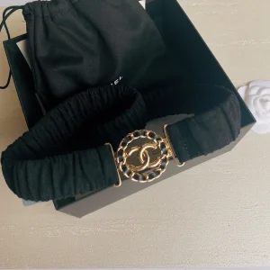 Chanel Interlocking CC Chain Fabric Belt Black 