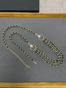 Luxury Womens Belts Chanel 2022 Chain and Leather Belts A175PP280 AA176082