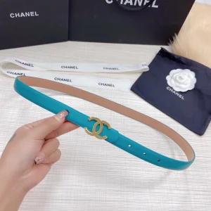 Chanel CC Logo Buckle Leather Belt Green 20MM 