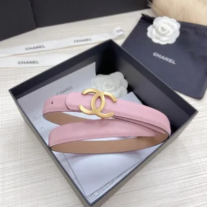 Replica Womens Belts Chanel CC Logo Buckle Leather Belt in Pink 20MM A175PP240 AA176556