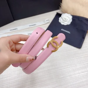 Replica Womens Belts Chanel CC Logo Buckle Leather Belt in Pink 20MM A175PP240 AA176556