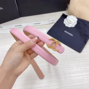 Replica Womens Belts Chanel CC Logo Buckle Leather Belt in Pink 20MM A175PP240 AA176556