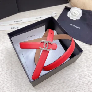 Replica Womens Belts Chanel CC Logo Buckle Leather Belt in Red 20MM A175PP240 AA176559