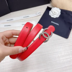 Replica Womens Belts Chanel CC Logo Buckle Leather Belt in Red 20MM A175PP240 AA176559