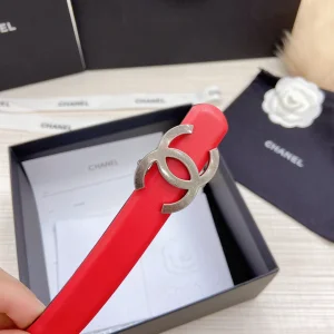 Replica Womens Belts Chanel CC Logo Buckle Leather Belt in Red 20MM A175PP240 AA176559