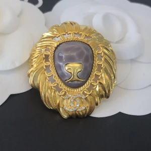 Chanel Brooch Chanel Gold Lion Head Brooch 