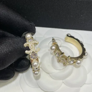 Chanel Crystals CC Open Cut Earrings 
