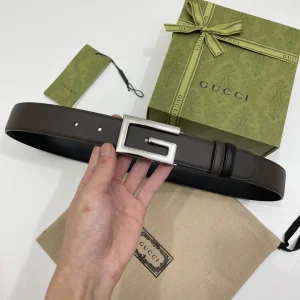 Gucci Square G Buckle Belt Black Leather 35MM 
