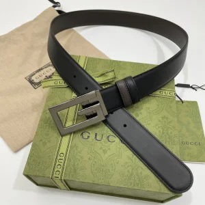 Replica Mens Belts Gucci Square G Buckle Belt in Black Leather 35MM A175PP240 AA179431