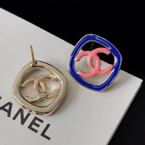 Replica Womens Jewelry Chanel Oval Pink CC Logo Earrings A39PP110 AA179569