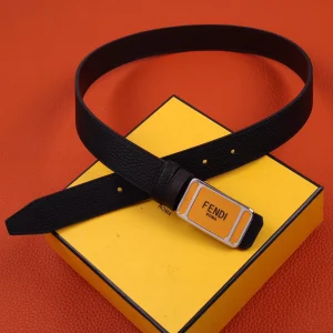 Replica Womens Belts Fendi Black Grained Leather Belt 30MM A175PP240 AA179879