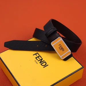 Replica Womens Belts Fendi Black Grained Leather Belt 30MM A175PP240 AA179879