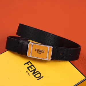 Replica Womens Belts Fendi Black Grained Leather Belt 30MM A175PP240 AA179879