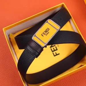 Replica Womens Belts Fendi Black Grained Leather Belt 30MM A175PP240 AA179879