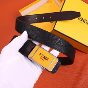 Replica Womens Belts Fendi Black Grained Leather Belt 30MM A175PP240 AA179879