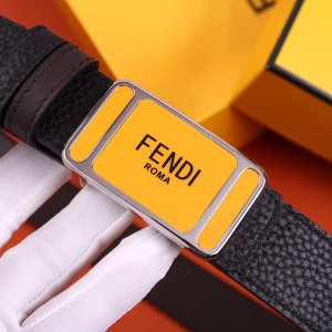 Replica Womens Belts Fendi Black Grained Leather Belt 30MM A175PP240 AA179879