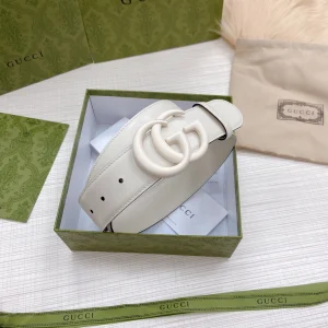 Replica Womens Belts Gucci GG Marmont Wide Belt in White 40MM A175PP240 AA179870