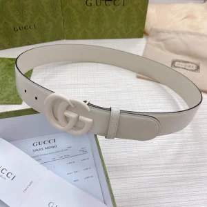 Replica Womens Belts Gucci GG Marmont Wide Belt in White 40MM A175PP240 AA179870