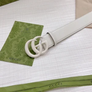 Replica Womens Belts Gucci GG Marmont Wide Belt in White 40MM A175PP240 AA179870