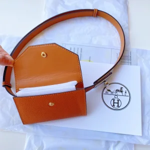 Replica Womens Belts Hermes Kelly Pocket 18 Leather Belt in Orange A175PP380 AA180113