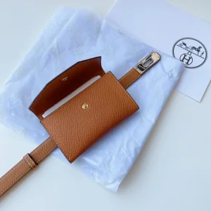 Replica Womens Belts Hermes Kelly Pocket 18 Leather Belt in Orange A175PP380 AA180113