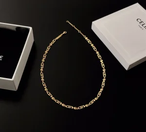Celine Multi CELINE Logo Necklace Gold 