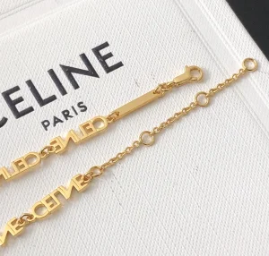 Replica Womens Jewelry Celine Multi CELINE Logo Necklace in Gold A39PP180 AA179922