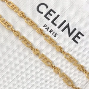 Replica Womens Jewelry Celine Multi CELINE Logo Necklace in Gold A39PP180 AA179922