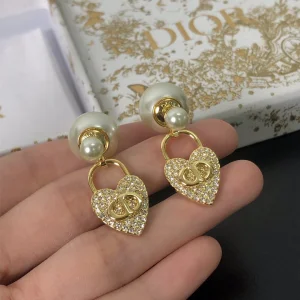 Dior Tribales CD Crystals Heart Earrings 