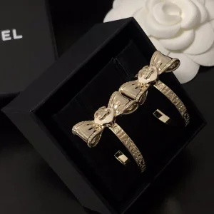 Replica Womens Jewelry Chanel Gold CC Bowknot Hoop Earrings A39PP130 AA180531