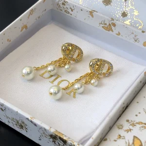 Replica Womens Jewelry Dior Navy CD Crystals CD Pearls Earrings A39PP110 AA180527