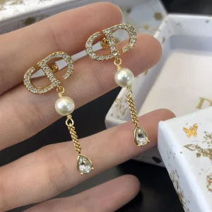 Dior Petit CD Crystals CD Pearls Earrings 