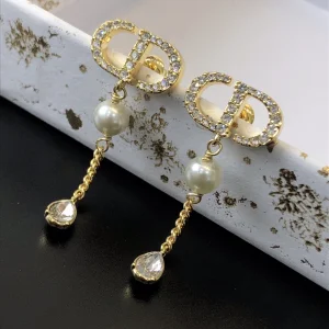 Replica Womens Jewelry Dior Petit CD Crystals CD Pearls Earrings A39PP110 AA180528