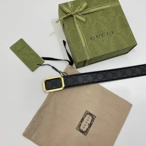 Replica Mens Belts Gucci GG Signature Leather Belt in Black 40MM A175PP240 AA182167