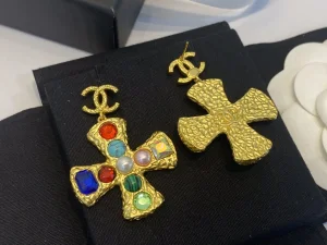 Replica Womens Jewelry Chanel Gold CC Cross Earrings A39PP150 AA182083